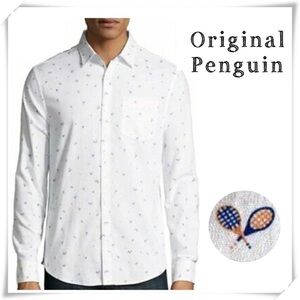 Penguin Heritage Slim-Fit Tennis Print Shirt